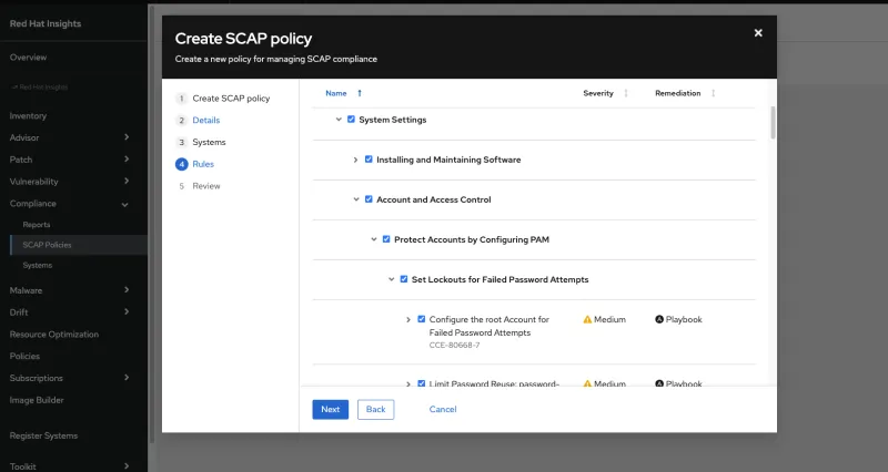 Figure 4. An example of nested/grouping of rules for a new policy