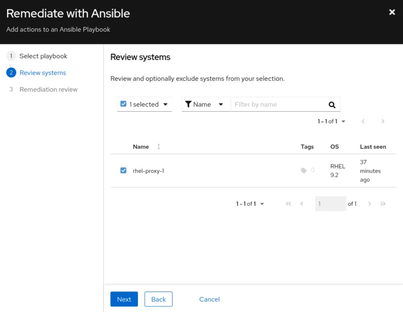 In step two, select the vulnerable system you want to fix.