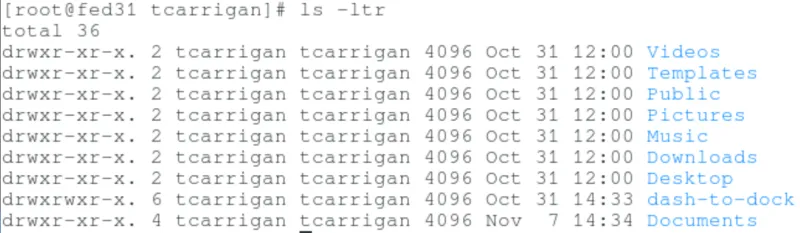 ls -ltr