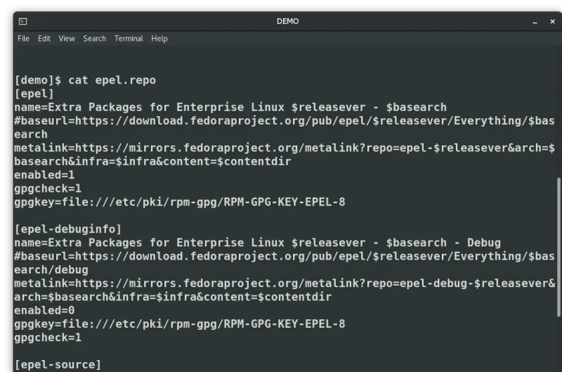 Contents of the epel.repo file