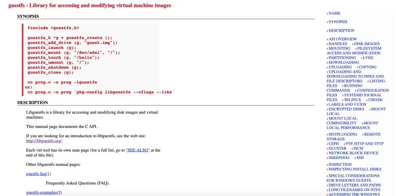 Detailed documentation for libguestfs