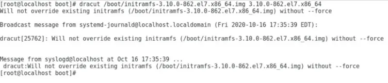 Output of the dracut command