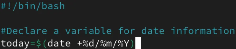 Displays content of a script declaring a variable