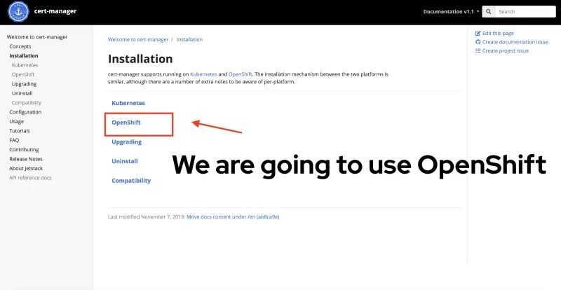 cert-manager installation options web page
