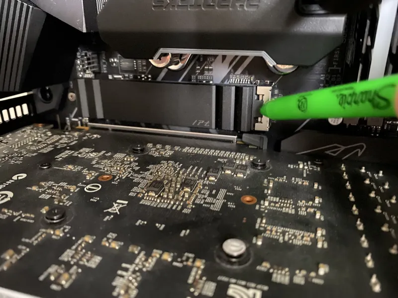 Photo of M.2 SSD drive installed on motherboard