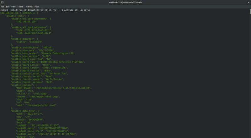 Ansible facts displayed