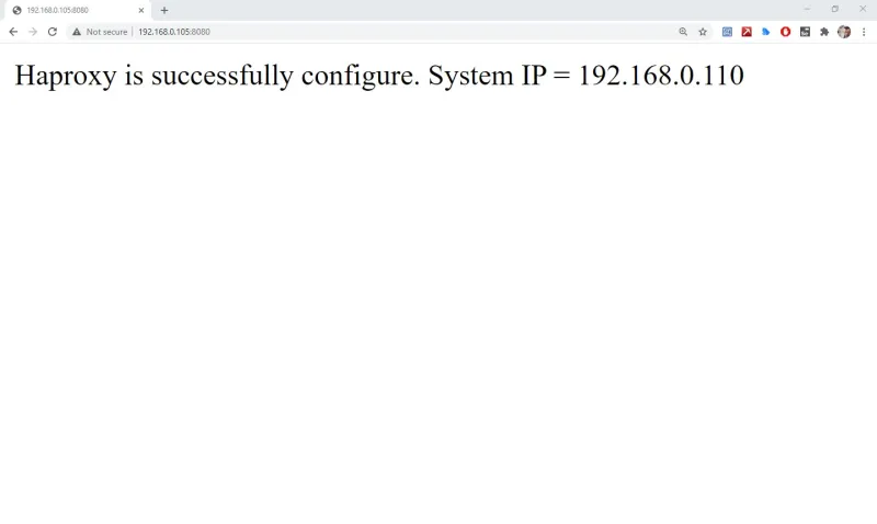 Message indicates HAProxy installed on 192.168.0.110