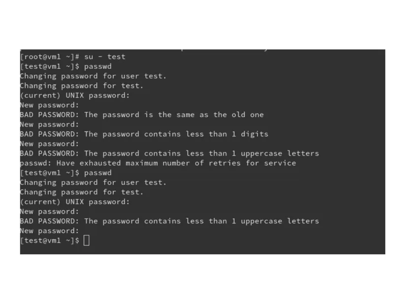 Password error examples