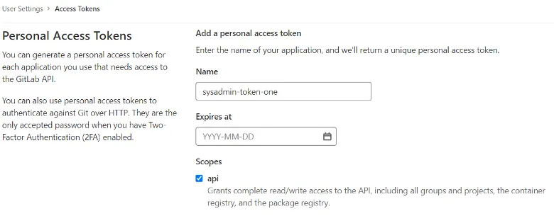 create a personal access token