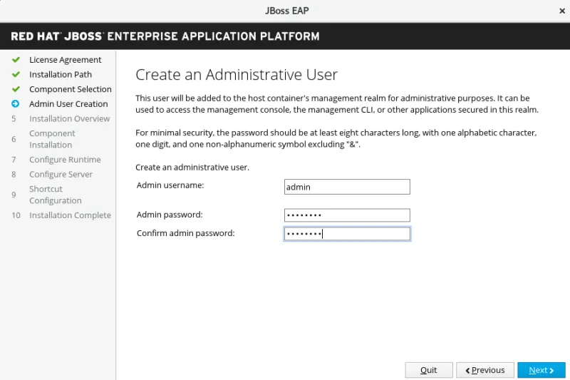 Creating a JBoss admin user