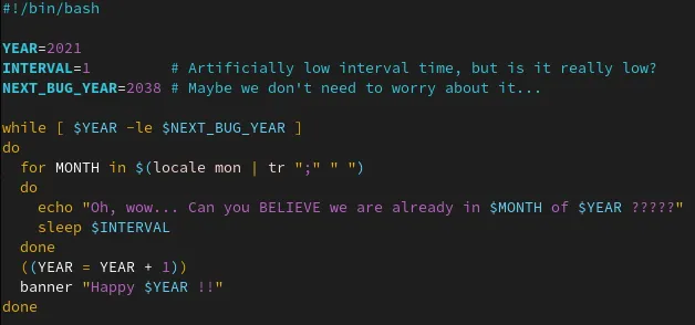 Bash script for time flying
