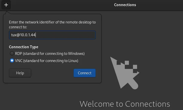 GNOME Connections for VNC