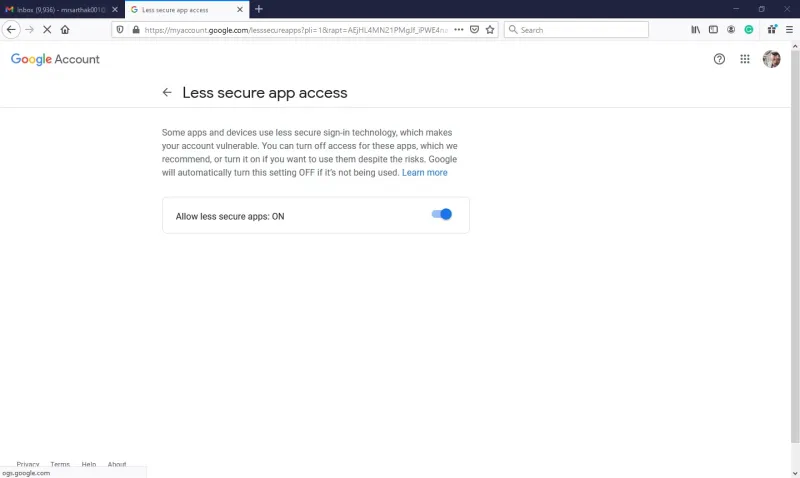 Provide less secure app access