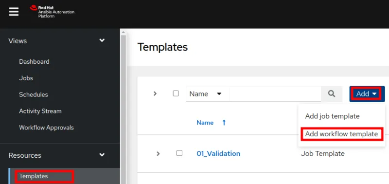 Select Add workflow template