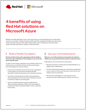 4 benefits of using Red Hat solutions on Microsoft Azure