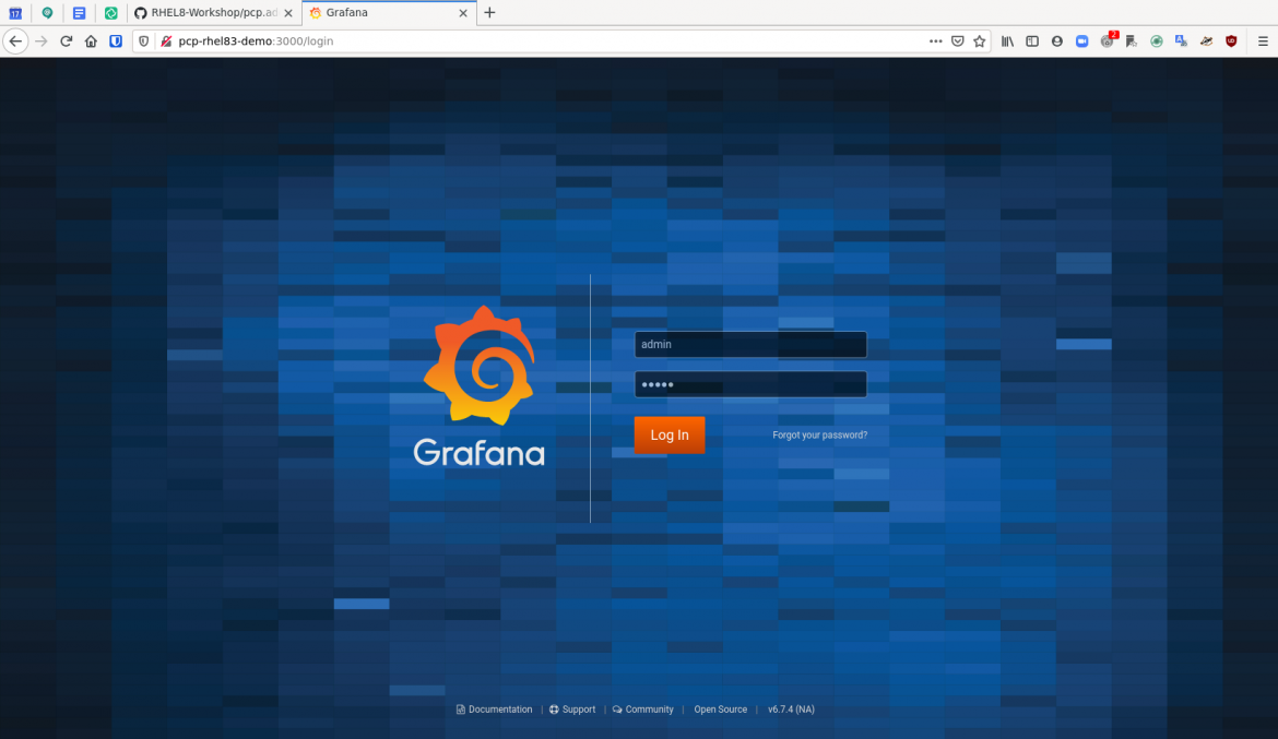 pcp grafana 1 login