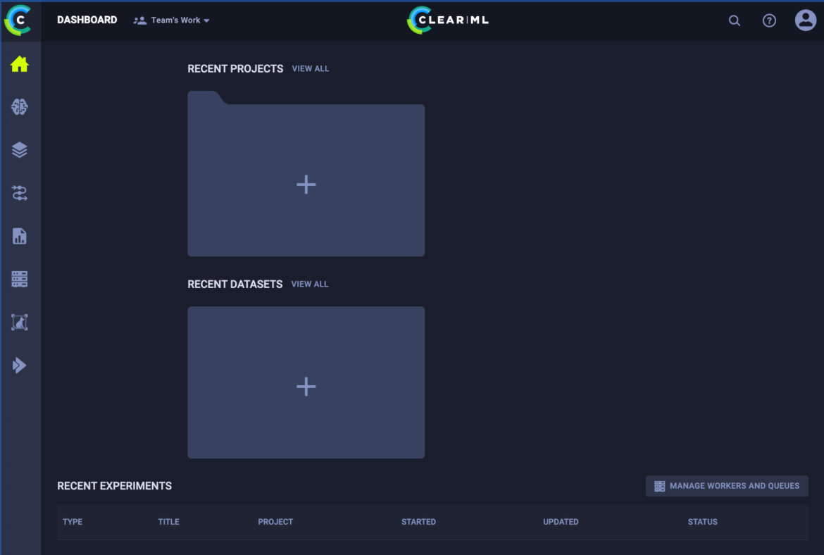 Screenshot of the ClearML dashboard