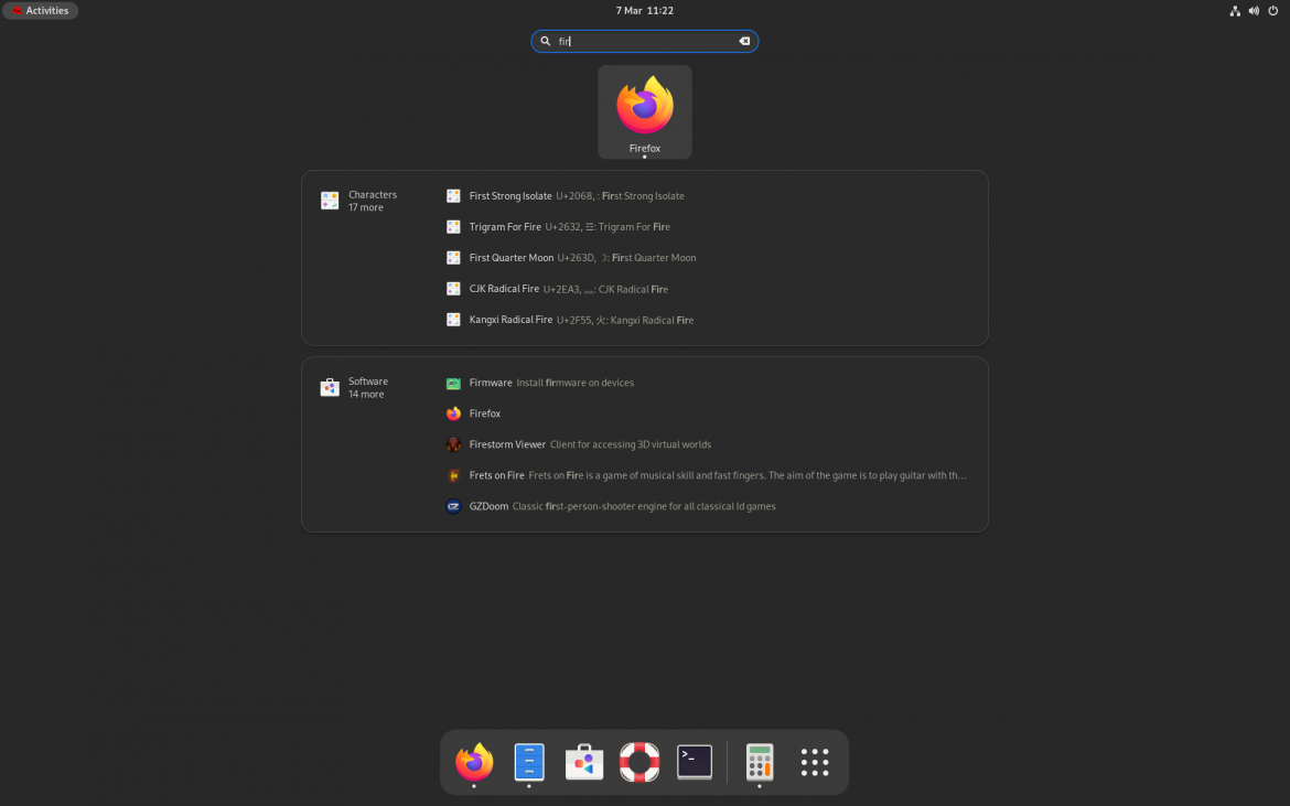 Search in RHEL 9 Workstation