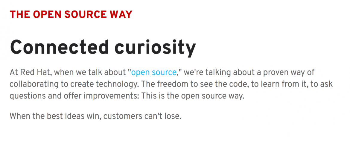Red Hat open source page