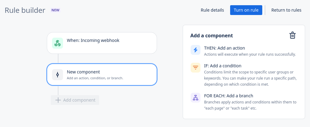 Adding a New component in Jira’s Rule builder