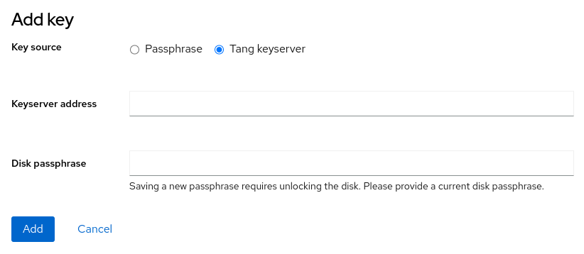 Select "Tang keyserver" radio button