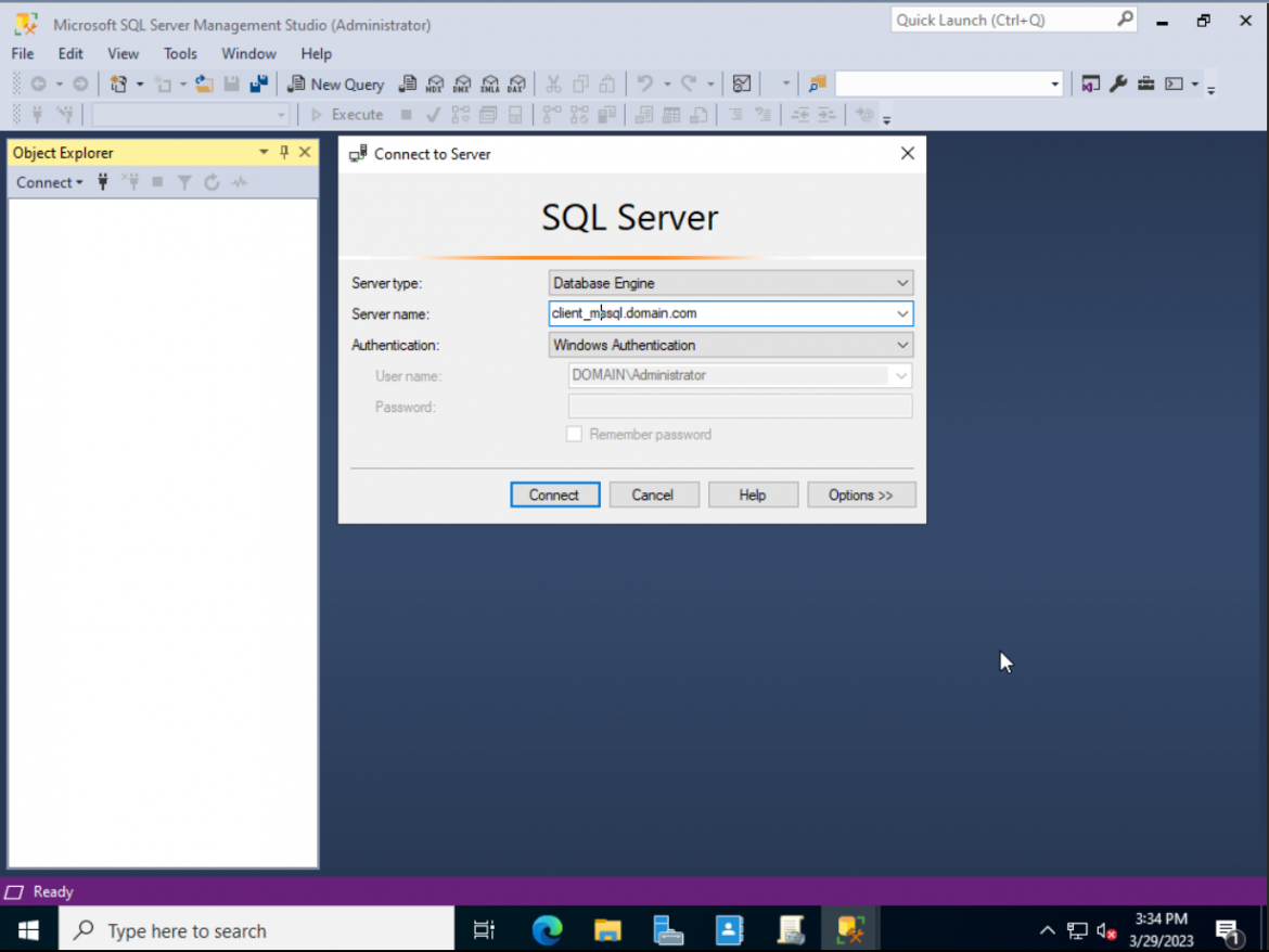 SQL Server Management Studio user interface