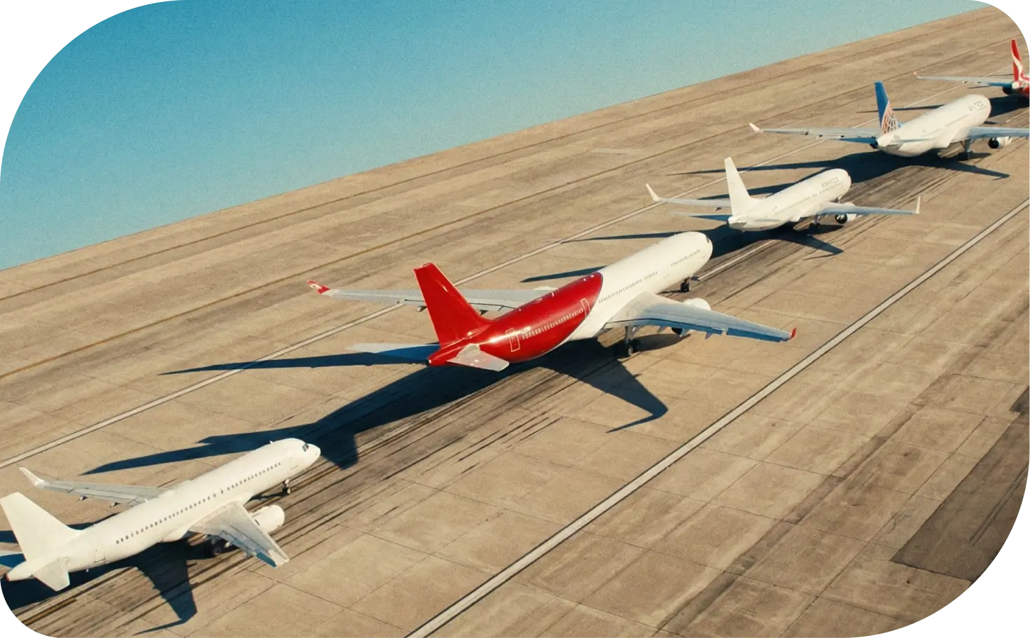 Turkish Airlines planes in a line