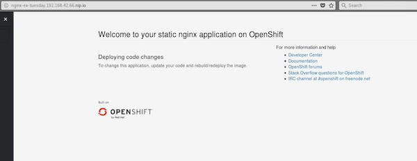 Nginx deployed with Minishift.