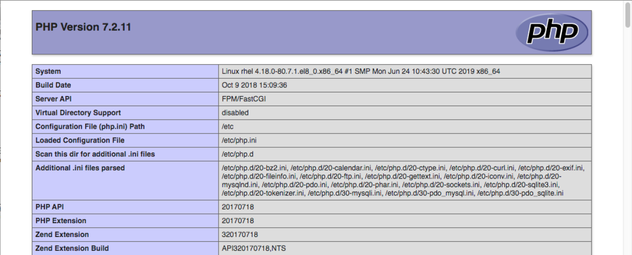 PHP configuration test - lamp