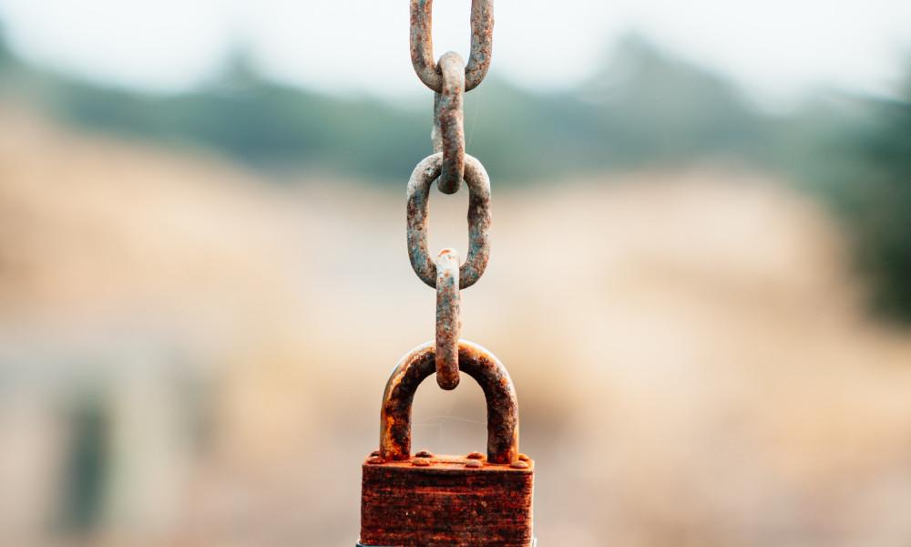 Rusty chain and padlock